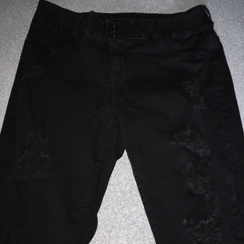 Distressed black jeans